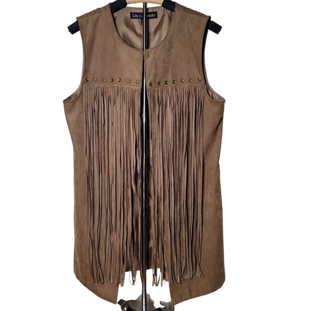 Lilly & Lavender Tan Fringe Vest